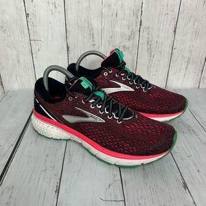 Brooks Womens Ghost 11 1202771B017 Red Black Running Shoes Lace Up Size 8.5